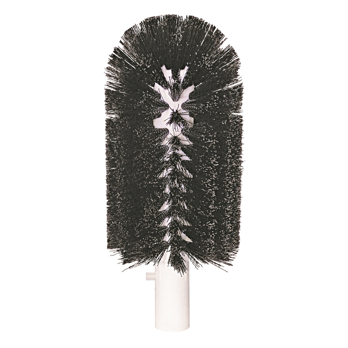 Winco BRS-917S 6-inch slotted glass washer brush with dense dark bristles and white cylindrical mount