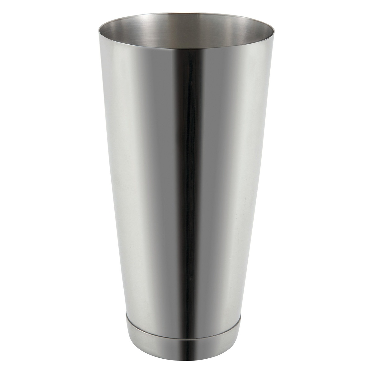 Winco BS-30 30 oz stainless steel conical bar shaker cup on white background