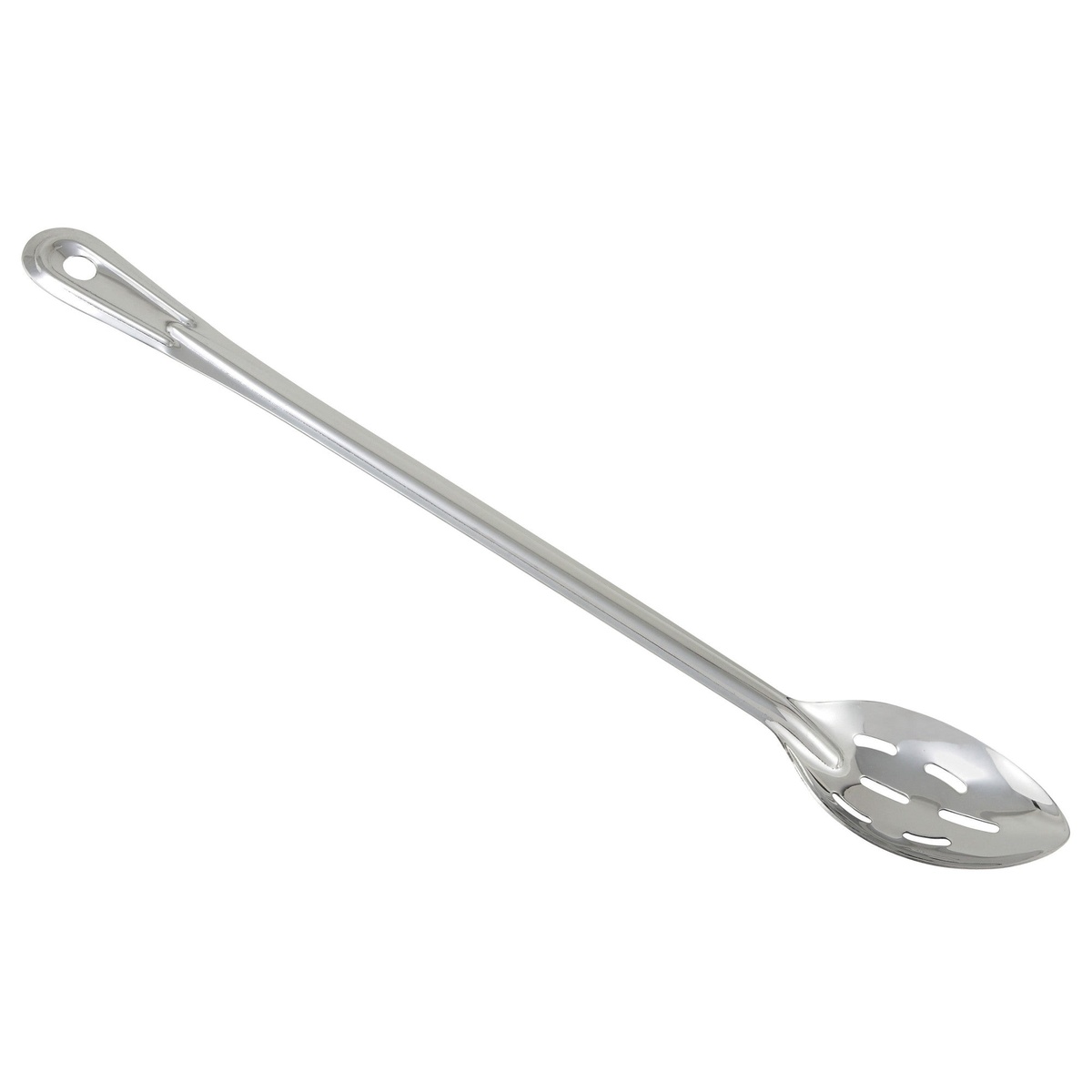 Winco BSSN-18 18-inch stainless steel slotted basting spoon with hanging hole