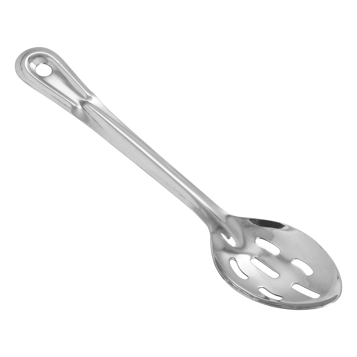 Winco BSST-11 11-inch slotted stainless steel basting spoon with hanging hole