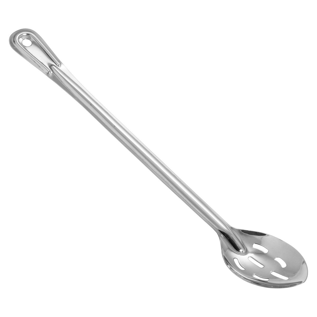 Winco BSST-18 18-inch stainless steel slotted basting spoon with long handle and hanging hole