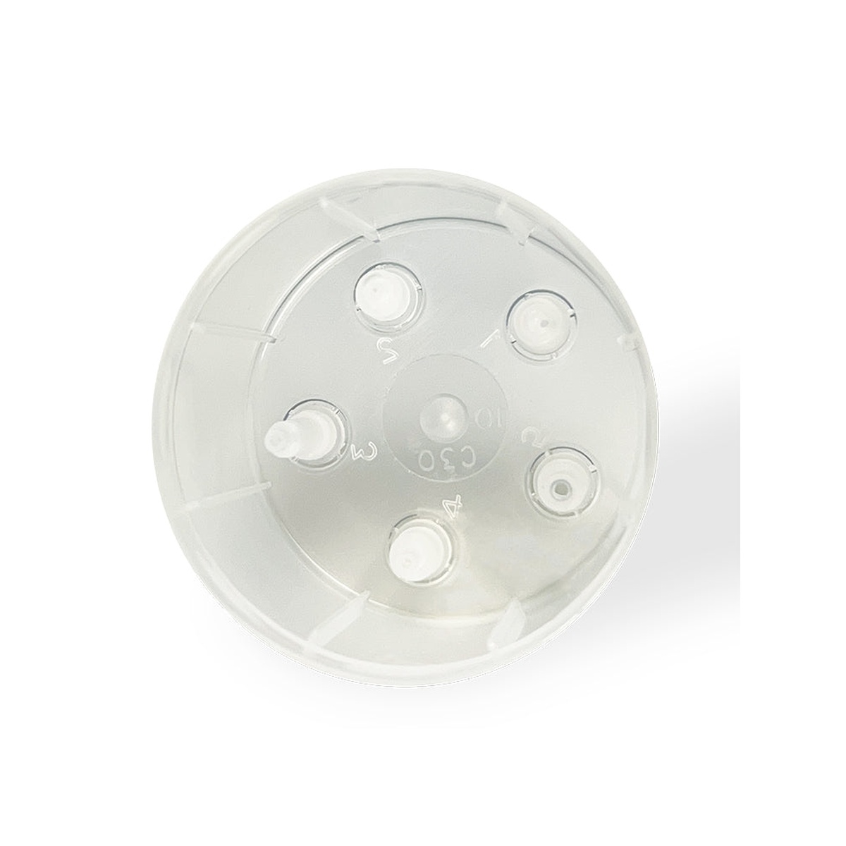 Underside of the Whip-It! Butane 5 cap showing five built-in tip adapters