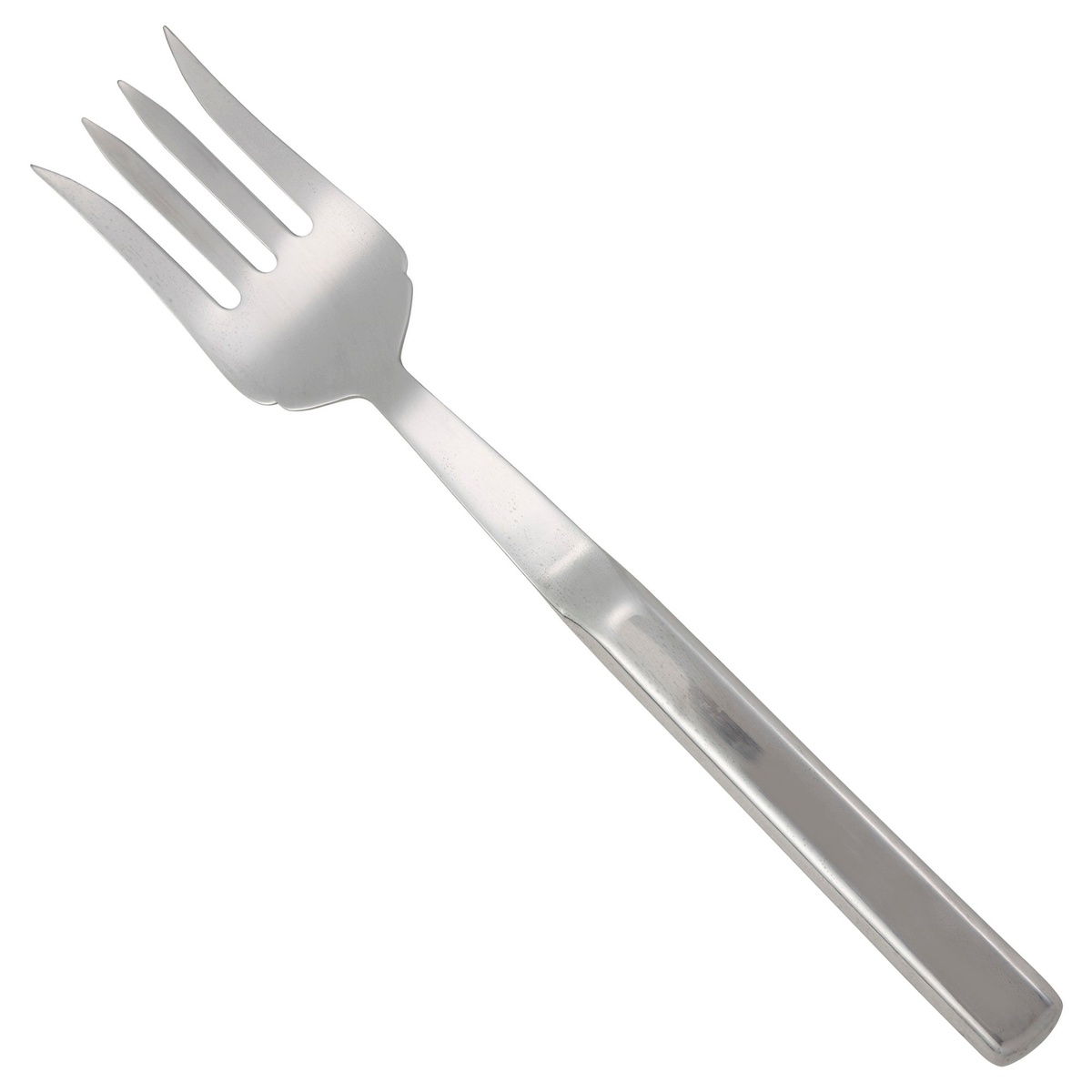 Winco BW-CF 10-inch stainless steel cold meat fork with hollow handle and four tines, product-on-white view