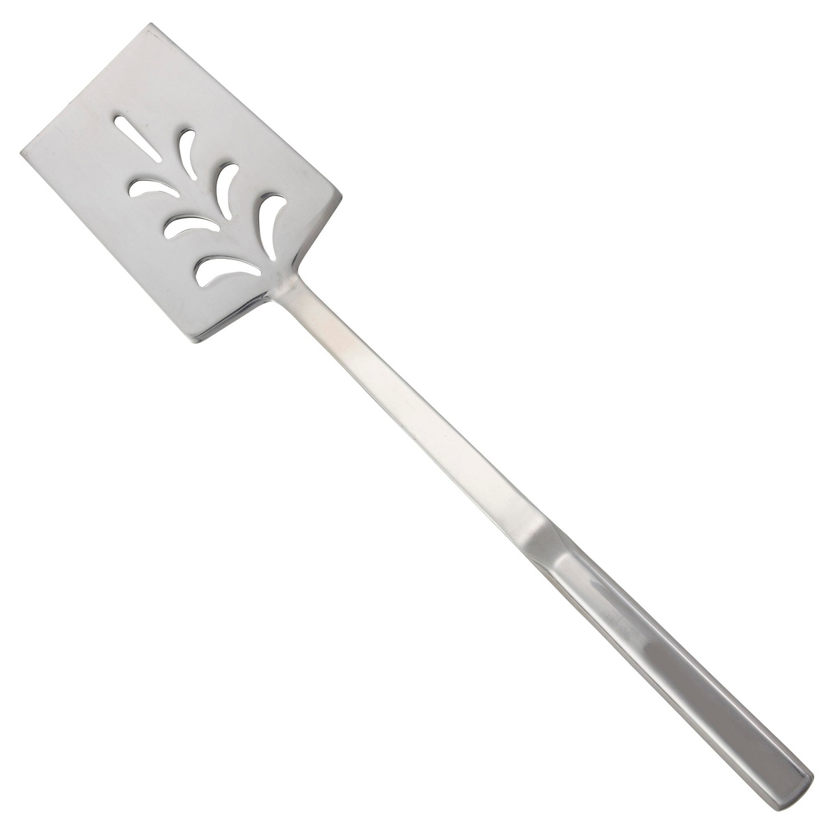 Winco BW-TN 14-inch perforated stainless steel turner with hollow handle on white background