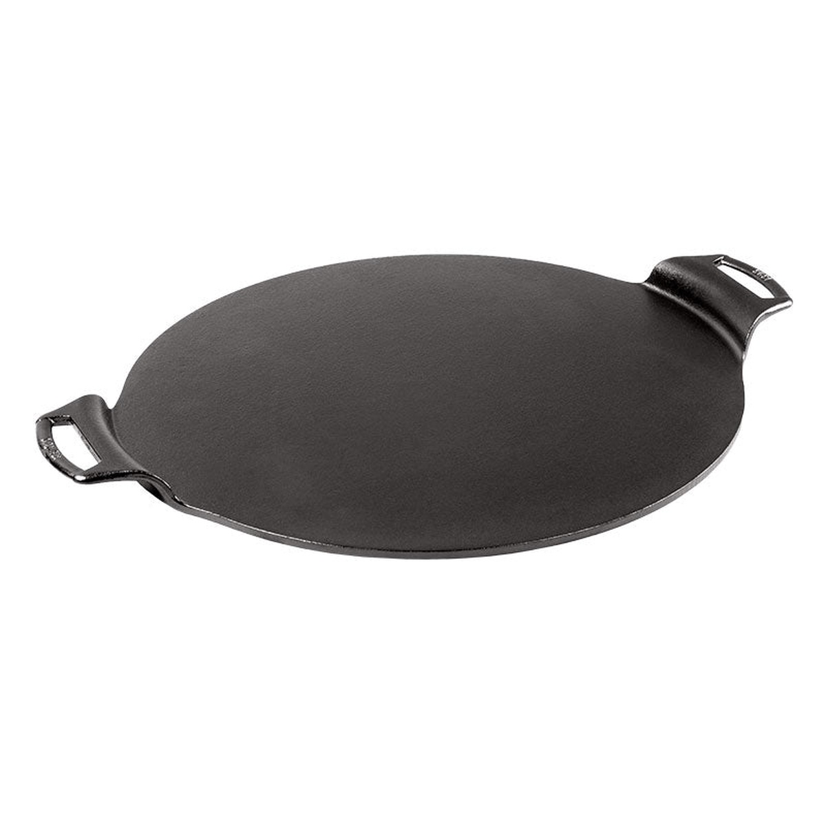 Lodge 15 inch seasoned cast iron pizza pan with dual loop handles