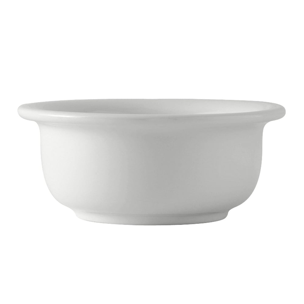 Tuxton BWB-1409 14 oz white ceramic pot pie bowl, round shape with rolled rim, product-on-white