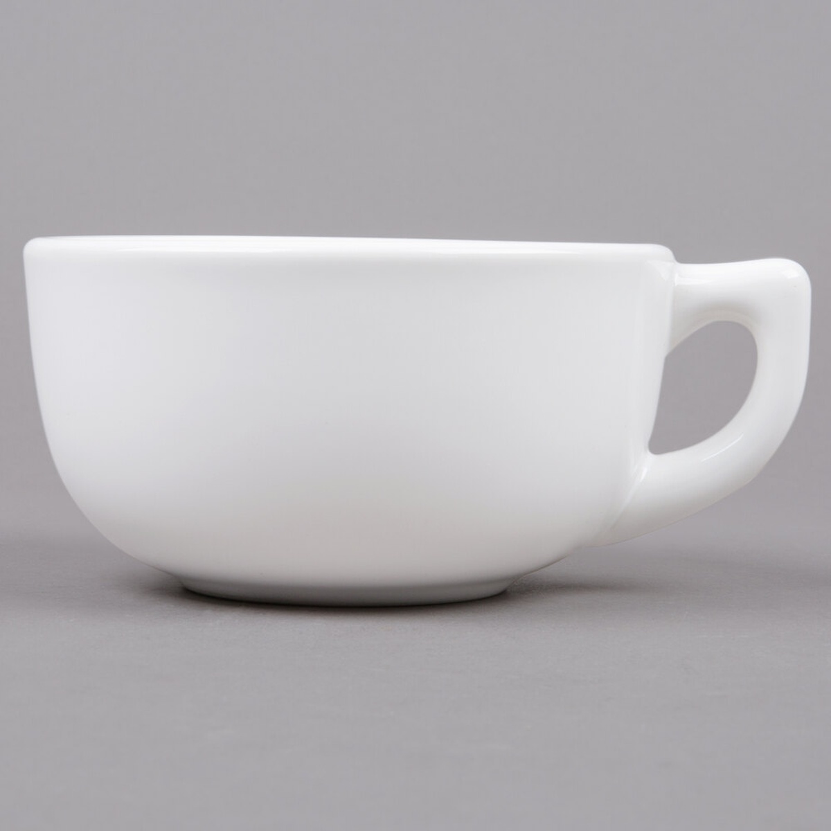 Tuxton BWF-1402 14 oz white jumbo china cappuccino cup side profile