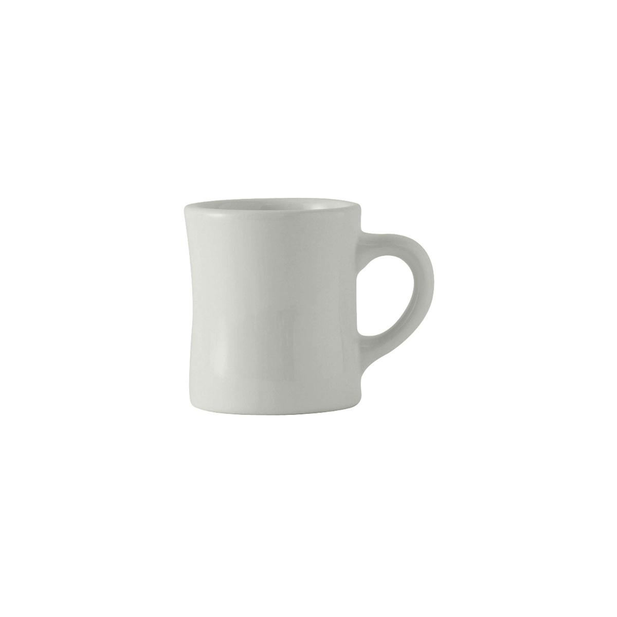 Tuxton BWM-090B 9 oz white vitrified china diner mug with rolled edge and loop handle