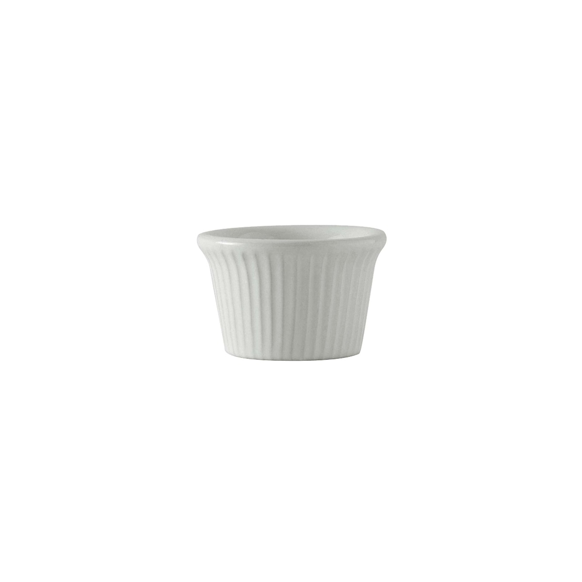 Tuxton BWX-0152 white fluted vitrified china ramekin, 1.5 oz, front view