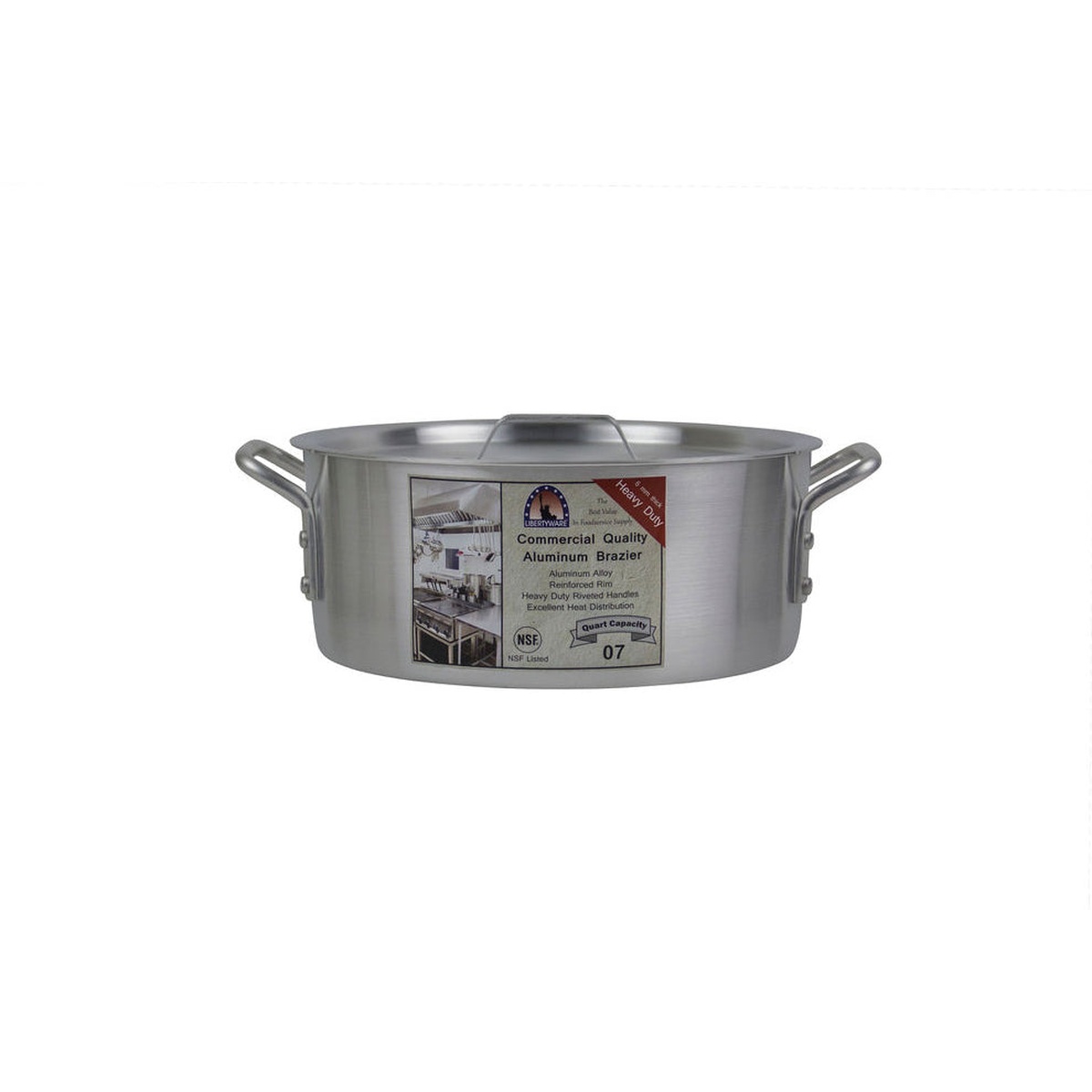 Libertyware 7 quart aluminum brazier with lid and commercial label