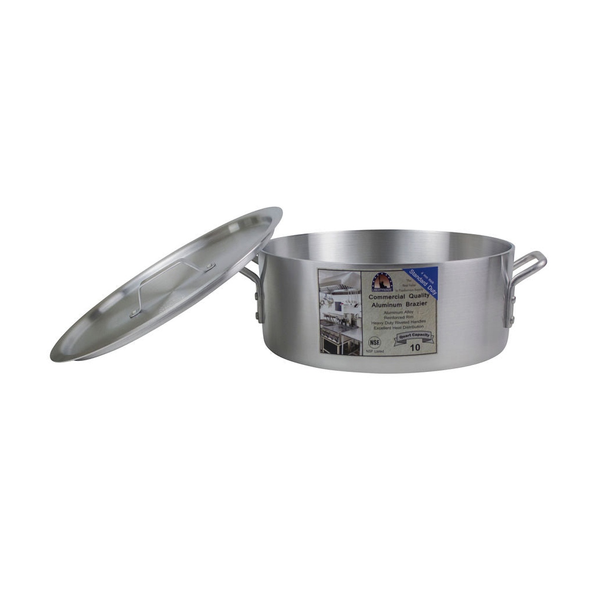 Libertyware BZR10 aluminum brazier with cover tilted open alongside the pot