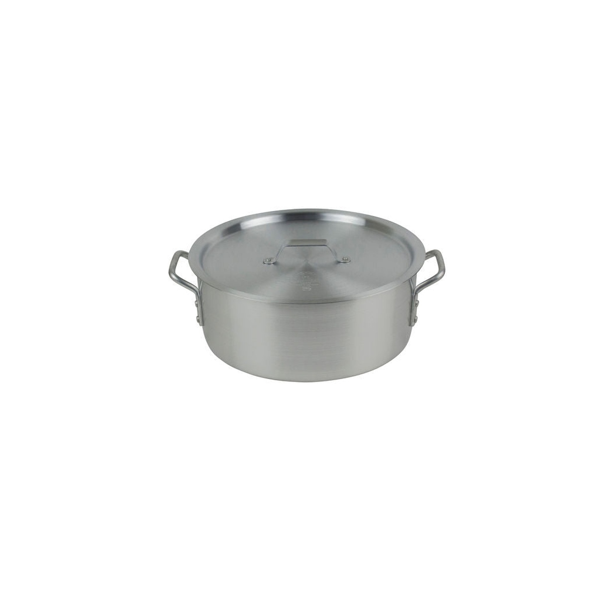 Libertyware BZR10 10-quart aluminum brazier with cover on, straight front view