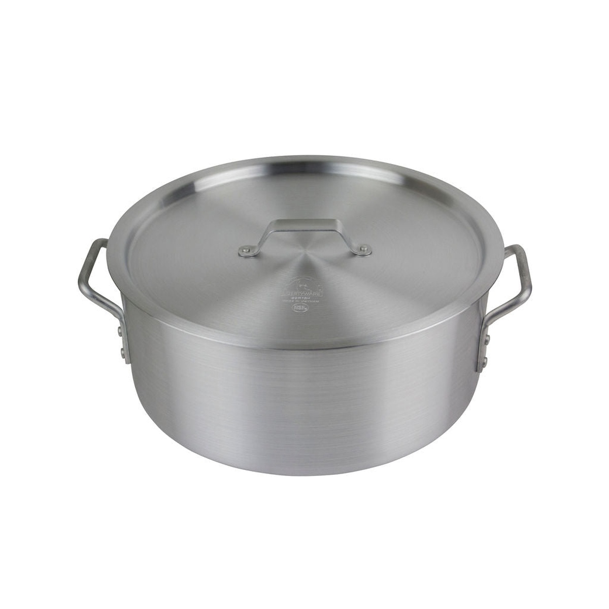 Libertyware BZR15H brazier top view with cover on, showing riveted cover handle and side handles