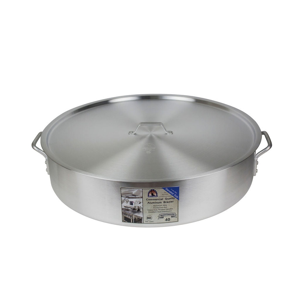 Libertyware BZR40 40 quart aluminum brazier with cover, top angle view