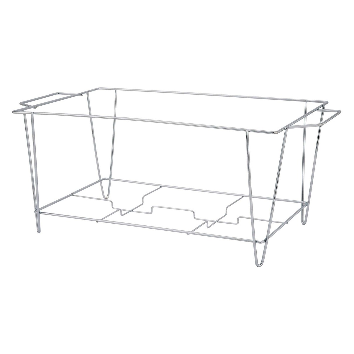 Winco C-3F chrome-plated wire stand for full-size steam table pans with dual fuel can supports