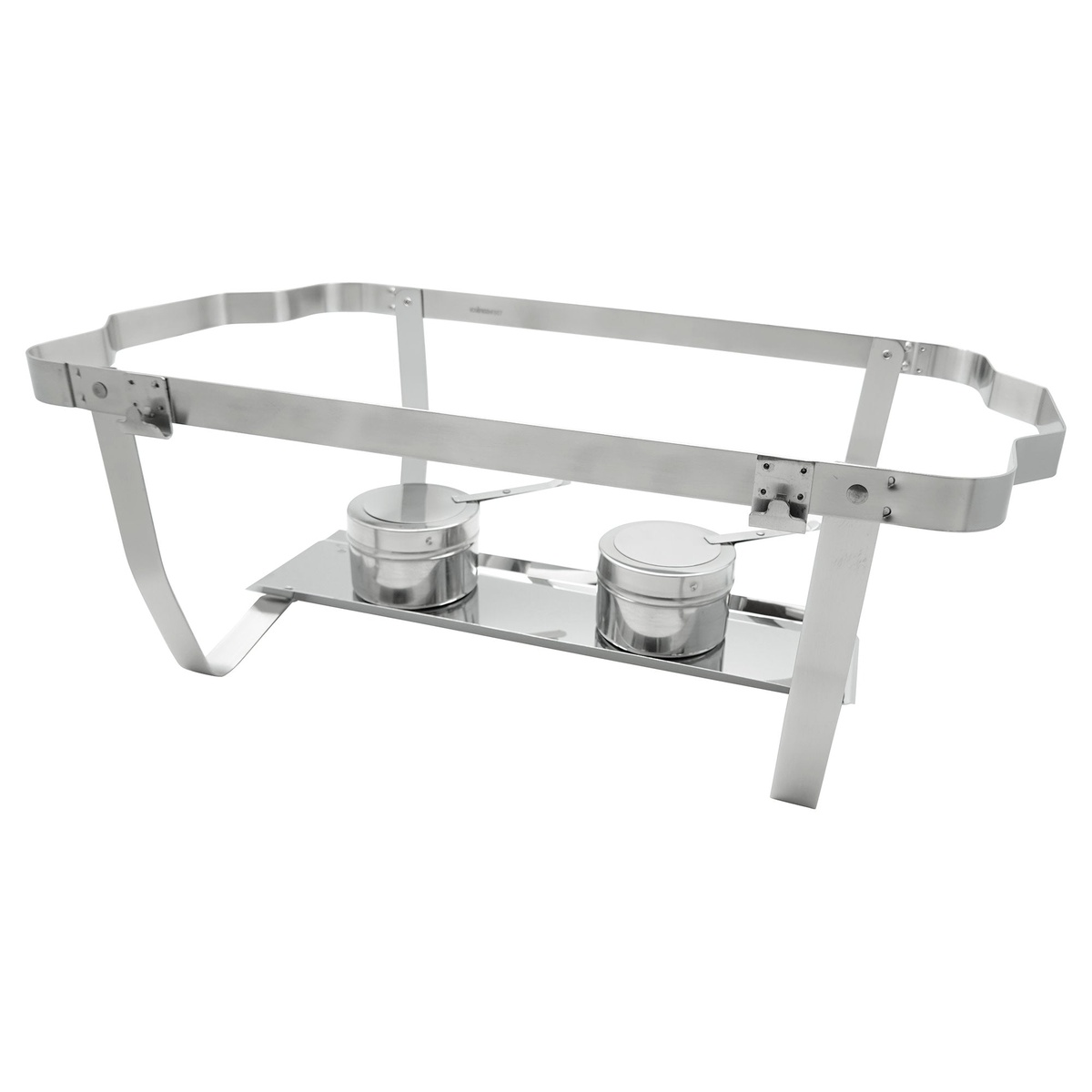 Folding stainless steel chafer frame with two fuel holders