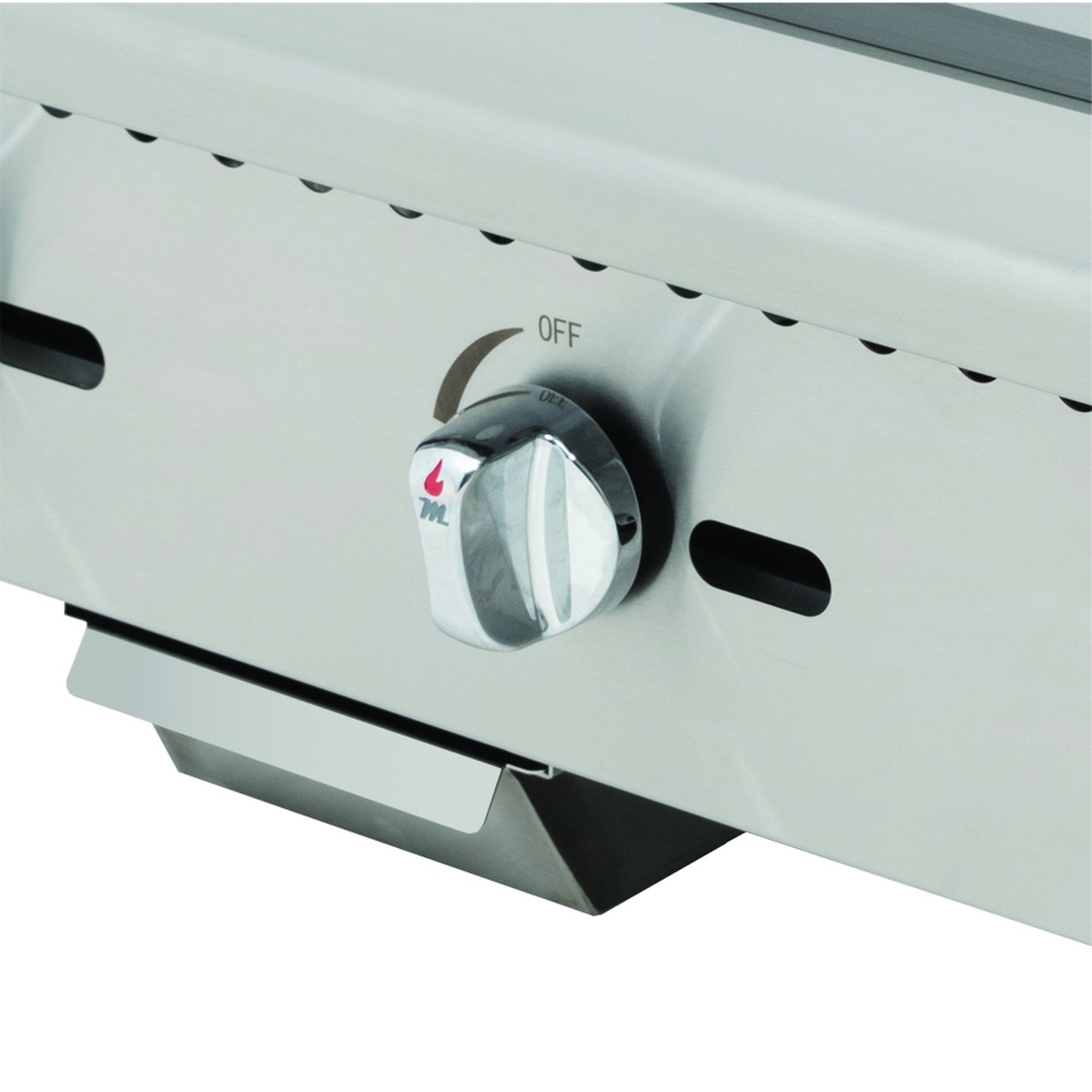 Close-up of Migali manual control knob and removable grease tray