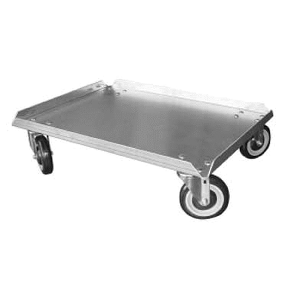 GSW USA C-PD2027 heavy-duty aluminum platform dolly with six 6-inch casters and brakes, flat top surface for bun pans