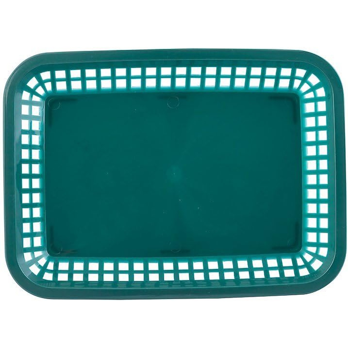 Top-down view of TableCraft C1077FG forest green rectangular grande basket showing full interior base and lattice border