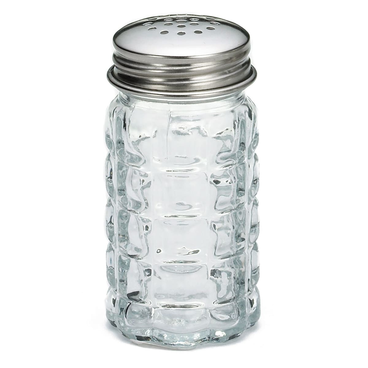 Tablecraft C163-12 single nostalgia glass salt and pepper shaker with stainless steel perforated top