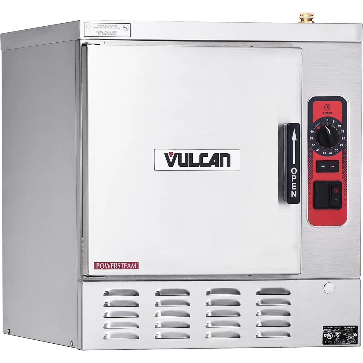 Vulcan C24EA5-PS PowerSteam 5-pan countertop electric convection steamer front and side view with control panel