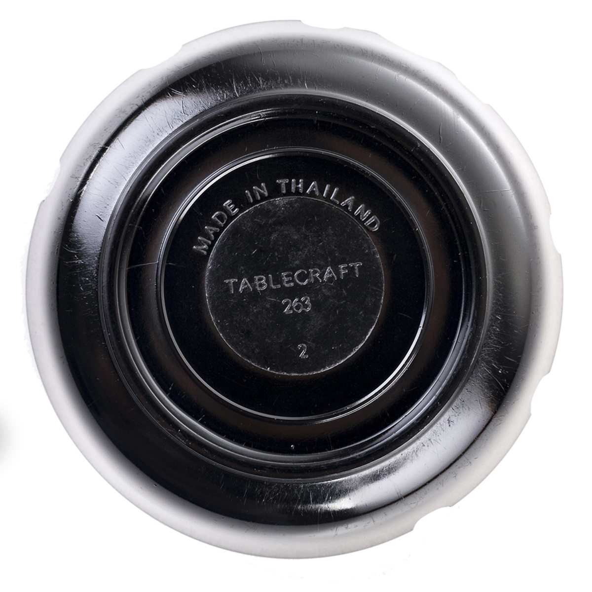Bottom of the Tablecraft 263B-1 ashtray showing Tablecraft 263 and Made in Thailand markings