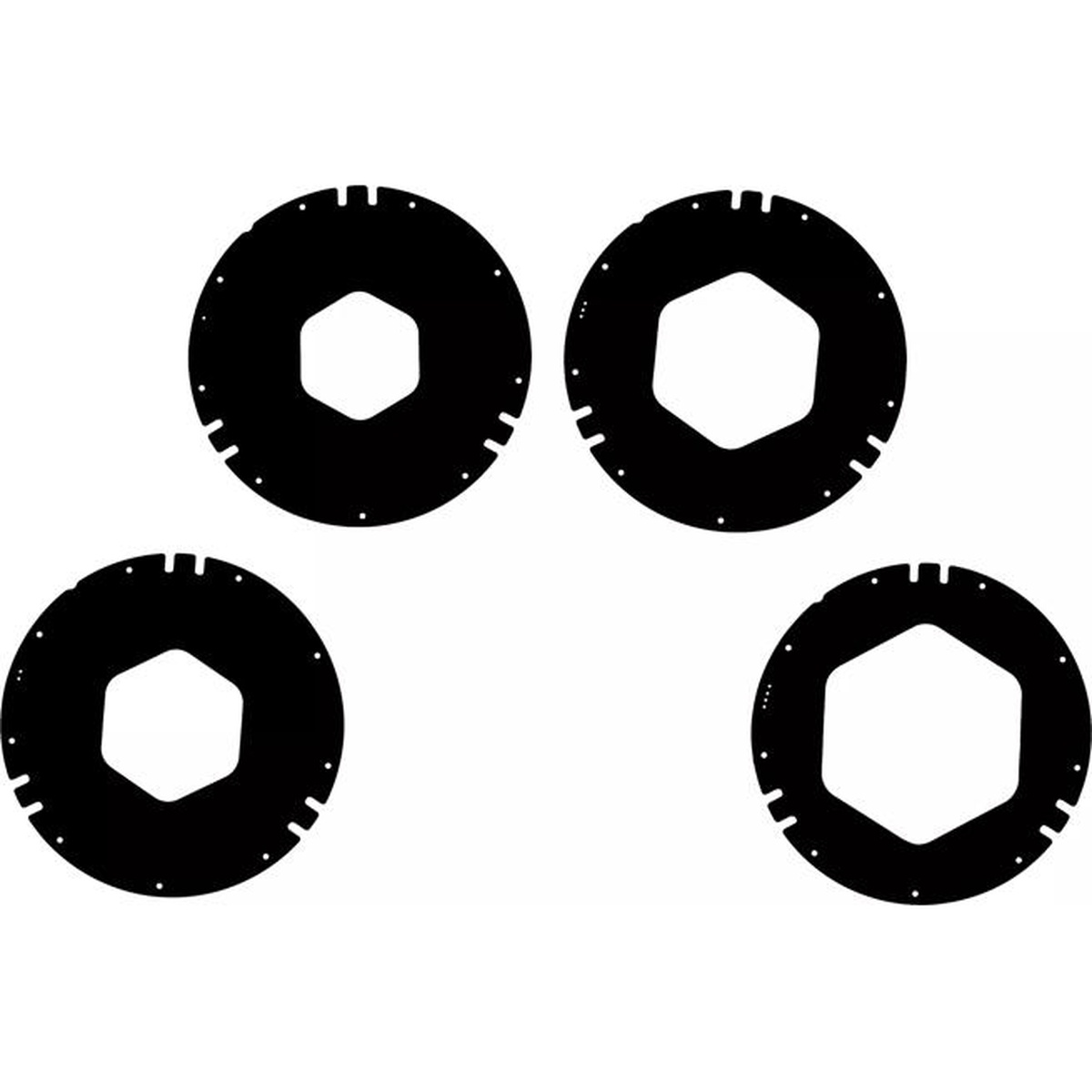 Four pre-cut interchangeable black gaskets included with the EZ-Fit cup dispenser
