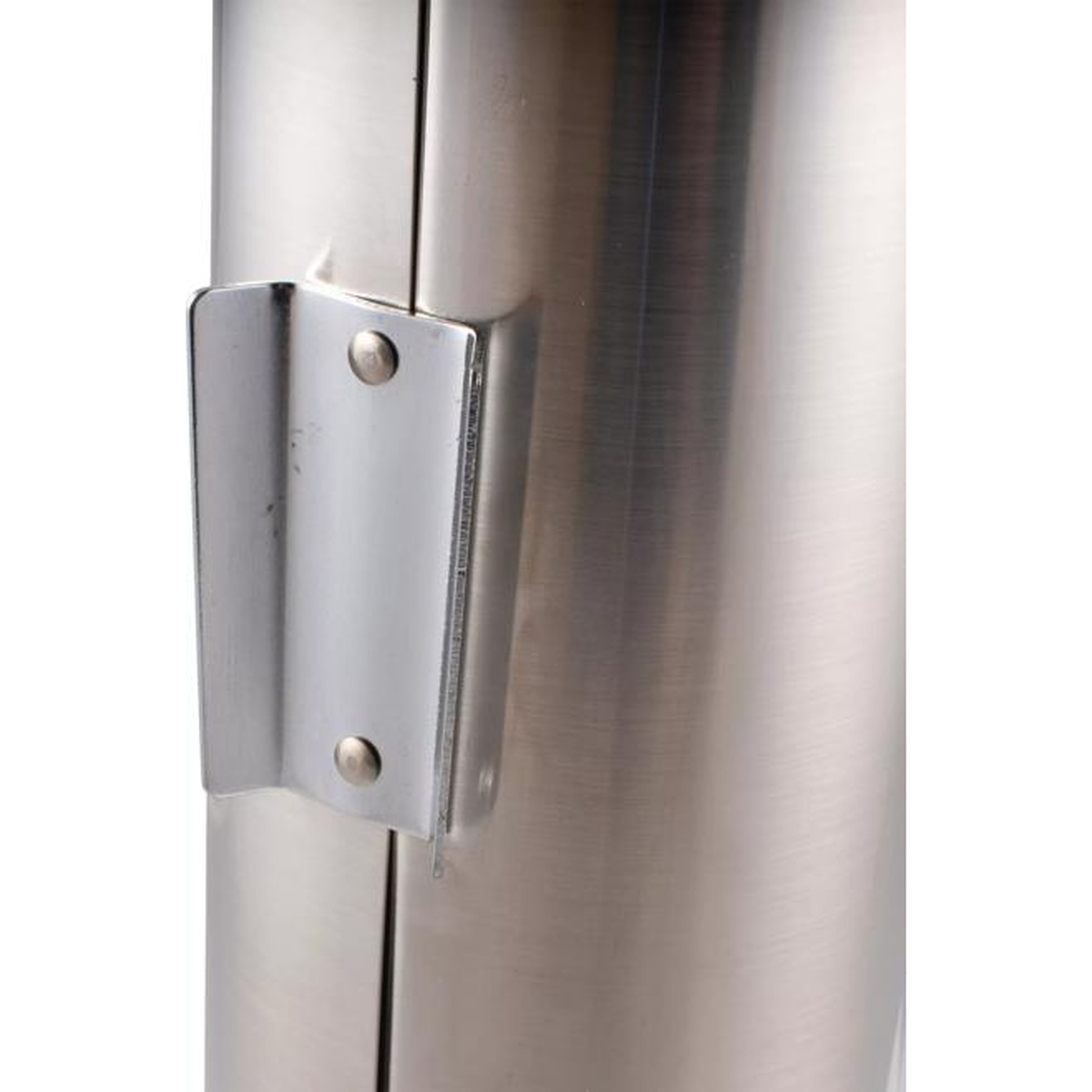 Close-up of the stainless steel mounting bracket on the San Jamar C3200P cup dispenser