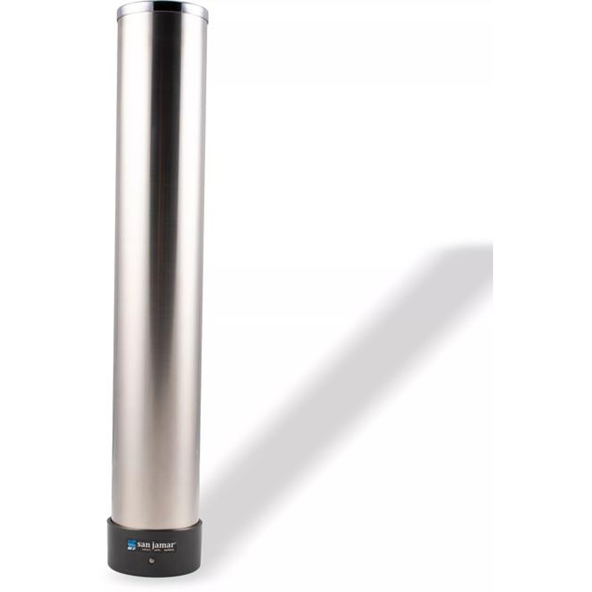 San Jamar C3200P stainless steel pull-type cup dispenser, upright view