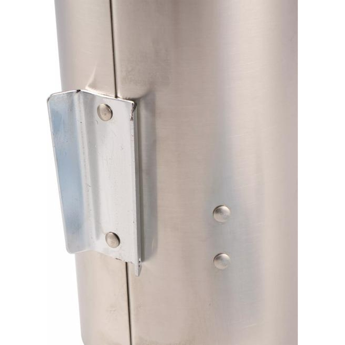 Close-up detail of the C3250SS stainless steel body and galvanized mounting bracket hardware