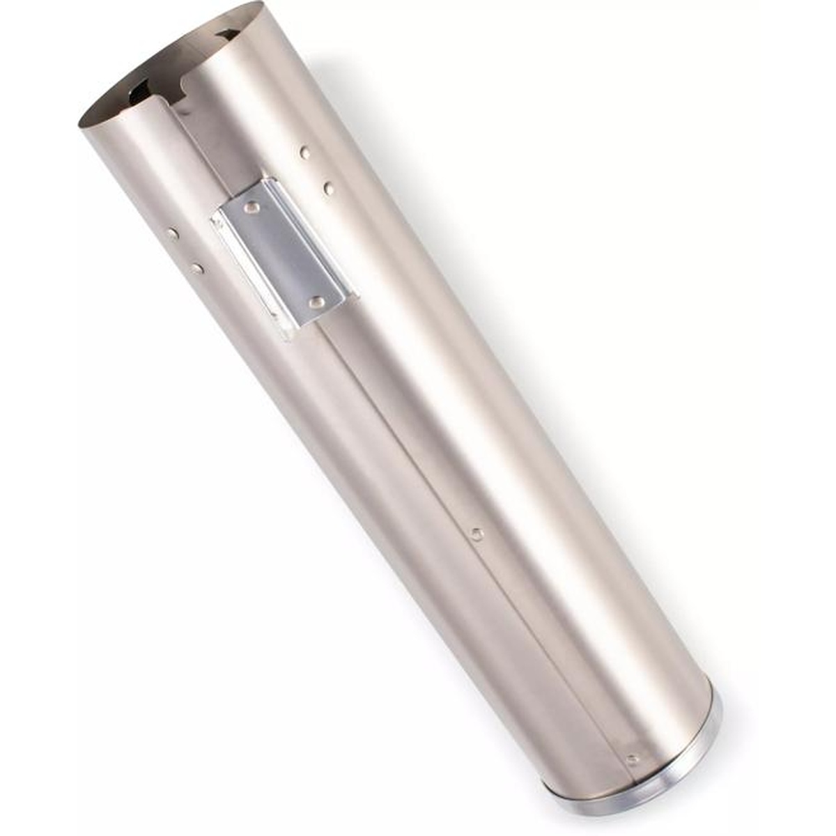 San Jamar C3250SS cup dispenser angled view showing integrated mounting bracket on stainless steel body