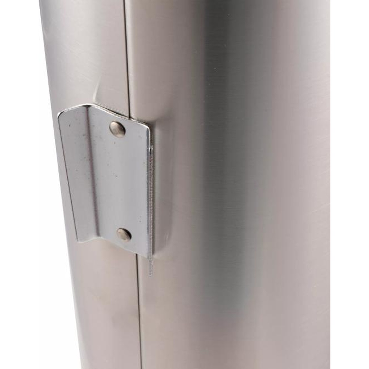 Close-up detail of the stainless steel mounting bracket on the San Jamar C3500CH cup dispenser tube