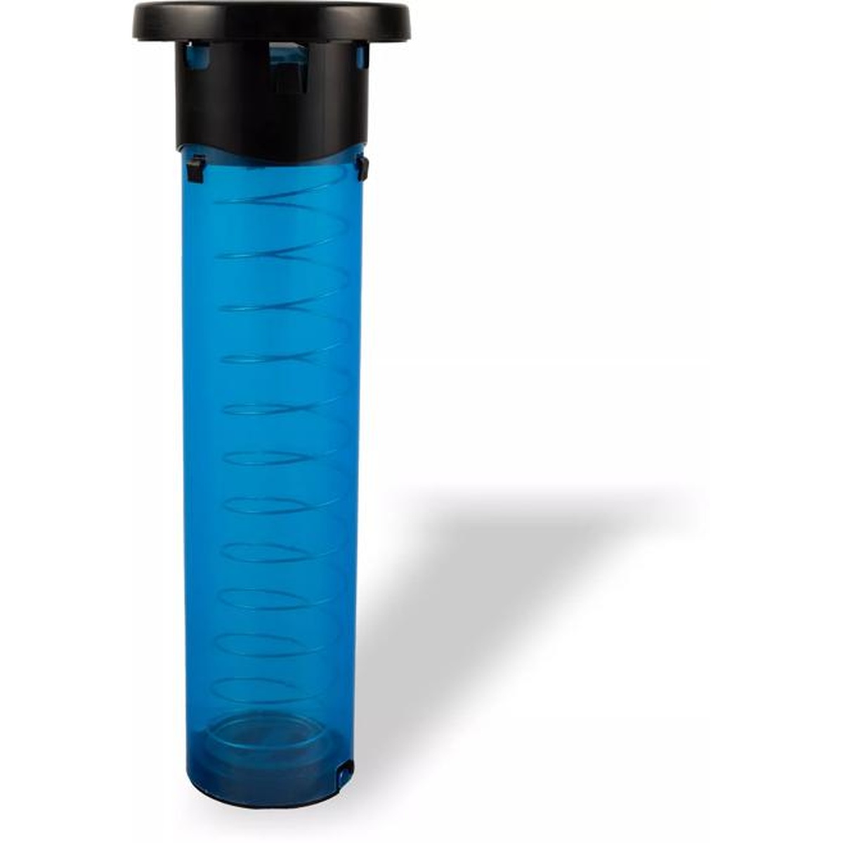 San Jamar Euro Sentry blue in-counter cup dispenser full tube side view