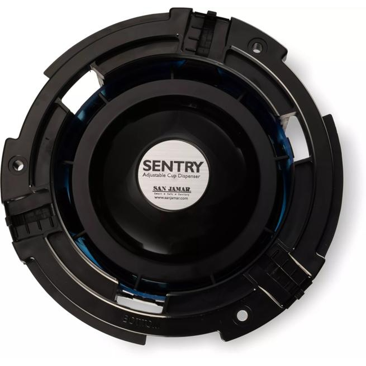 San Jamar Sentry adjustable cup dispenser bottom dispensing mechanism with lever assembly