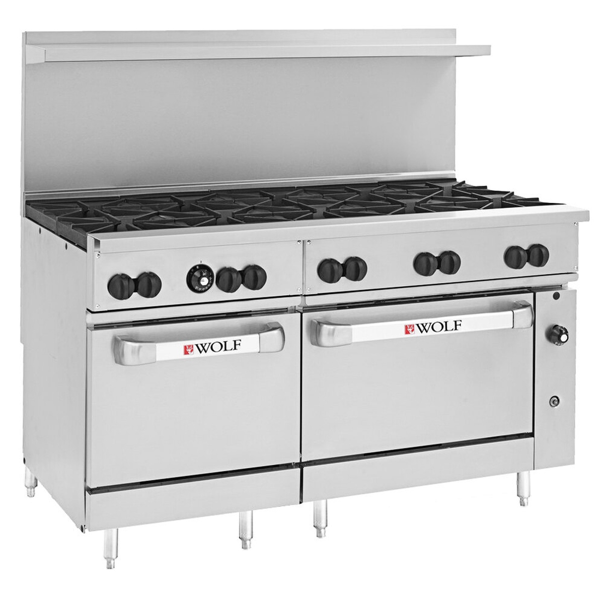 Wolf C60SS-10BN 60-inch commercial gas range with 10 burners and two standard oven doors