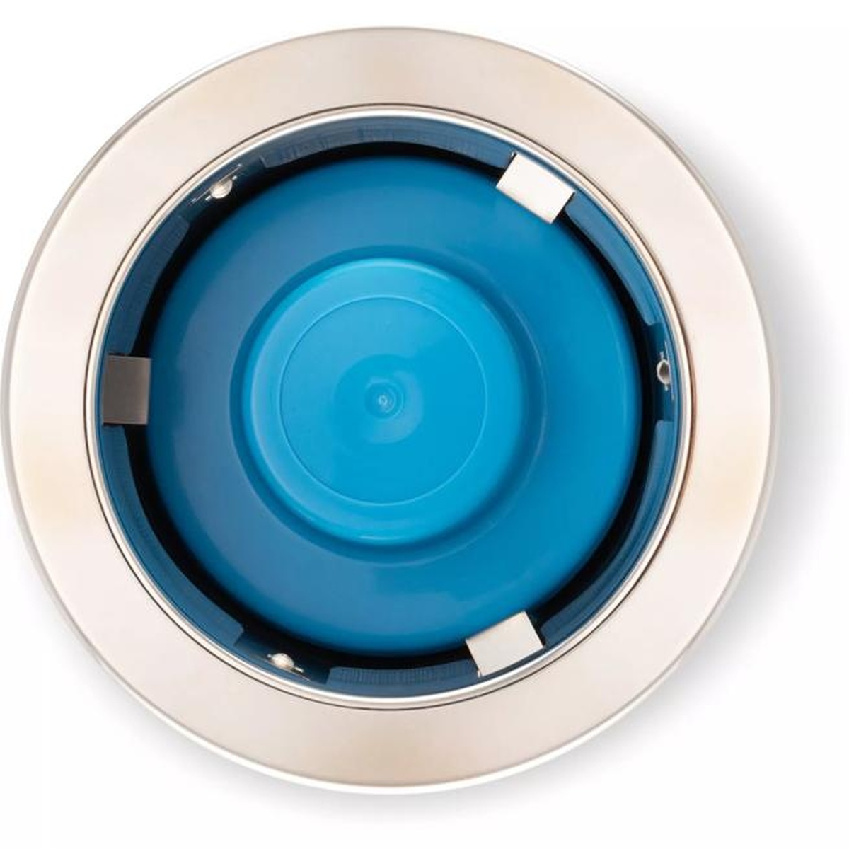 Top-down view of the San Jamar C6400C cup dispenser opening showing stainless steel trim ring and adjustable inner collar