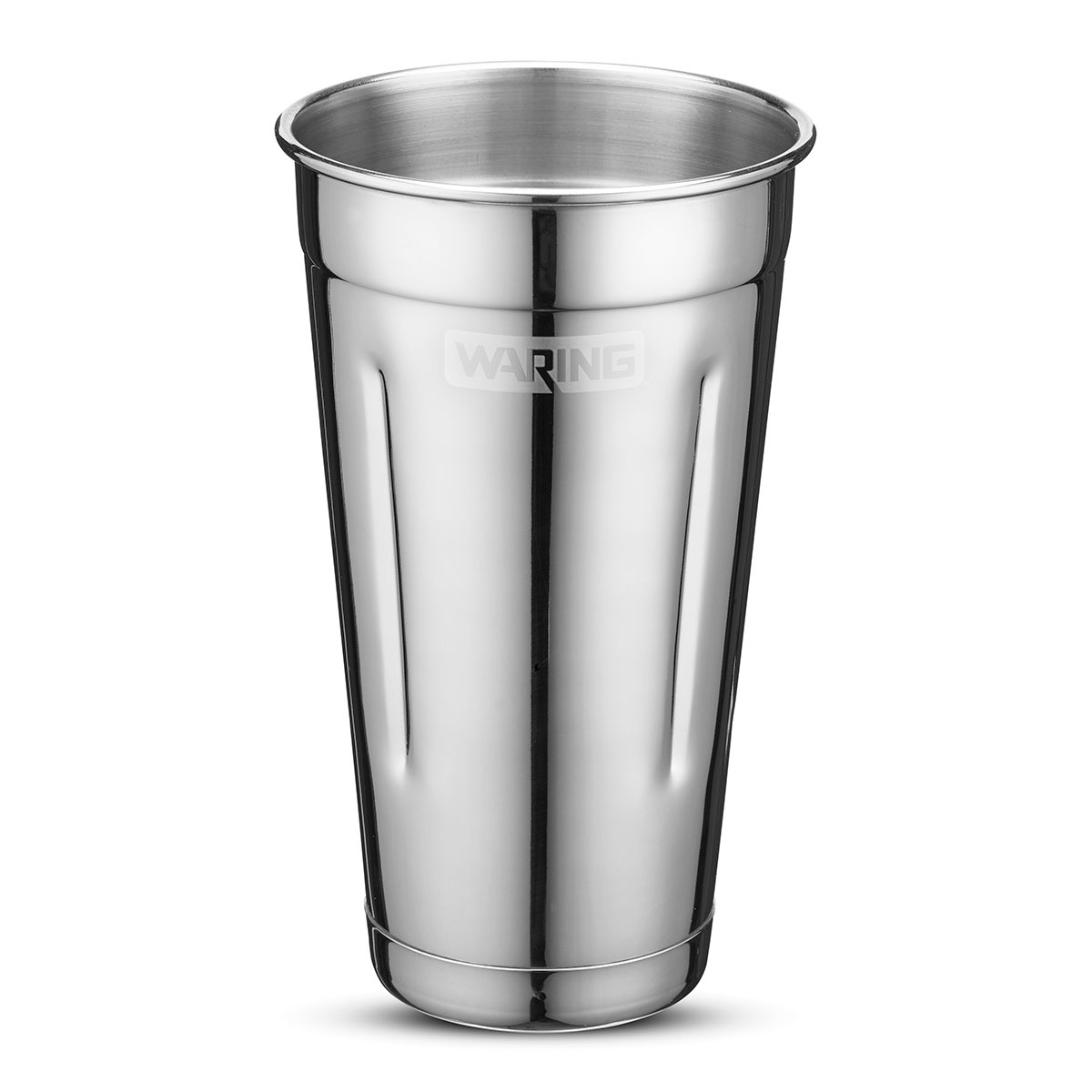 Waring CAC20 28 oz polished stainless steel malt cup with embossed Waring logo