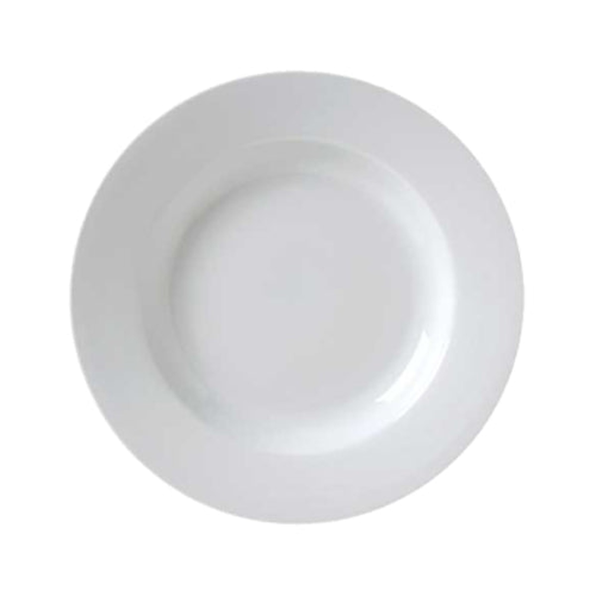 Vertex China CAT-26 Market Buffet white porcelain pasta bowl with wide rim, top-down view