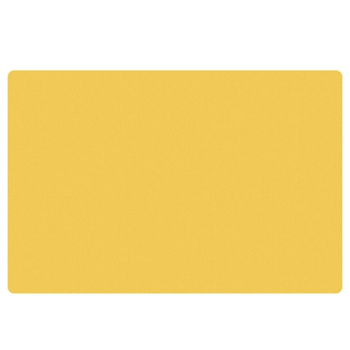 Cresco Resco yellow polyethylene cutting board 18x12x1/2 inch, top view on white background