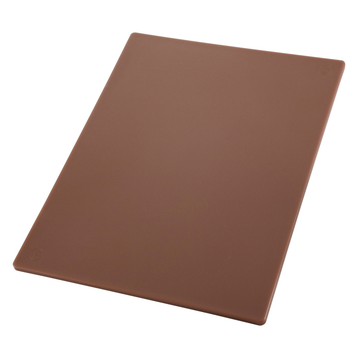 Winco CBBN-1824 brown polyethylene cutting board, angled view