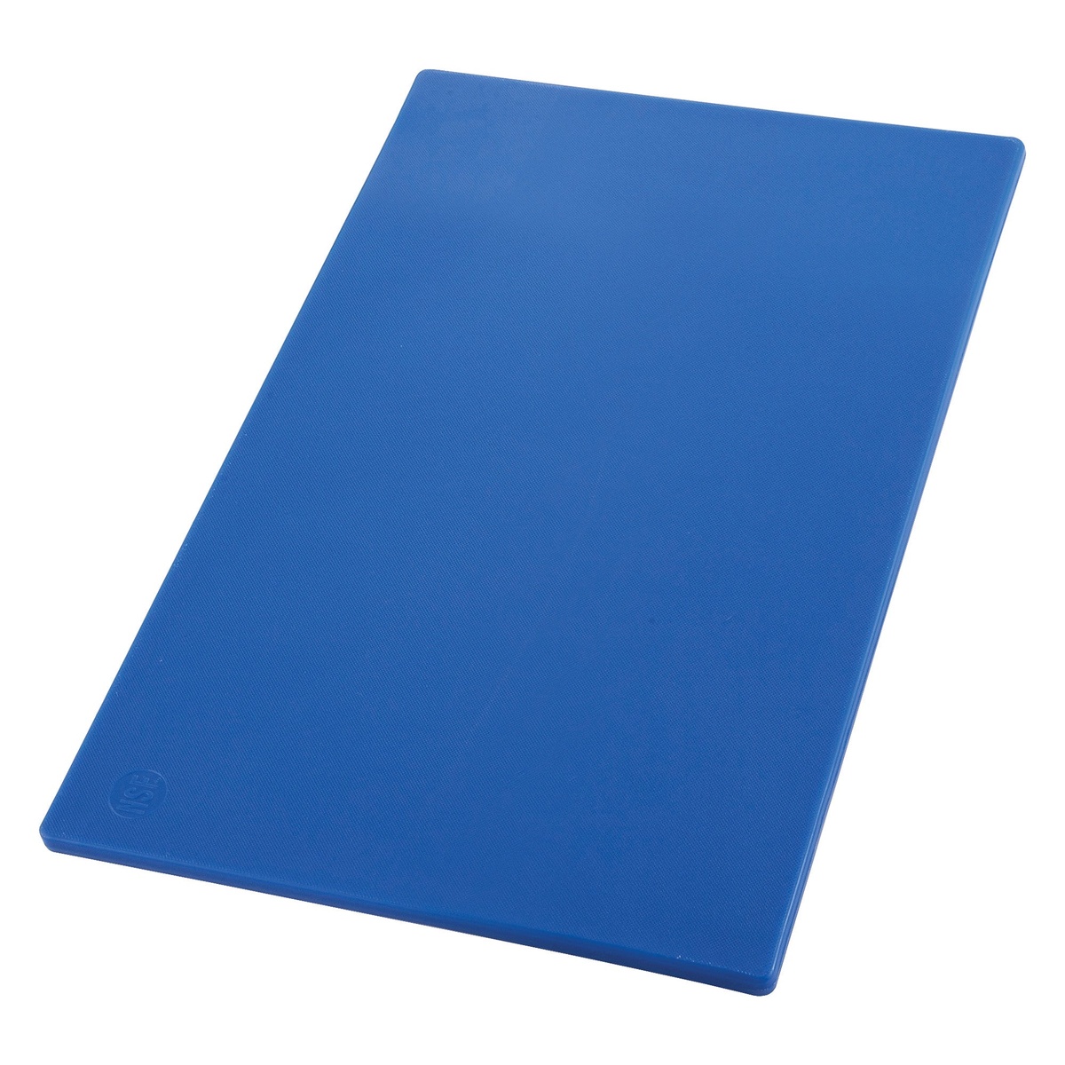 Winco CBBU-1218 blue polyethylene cutting board, full view on white background