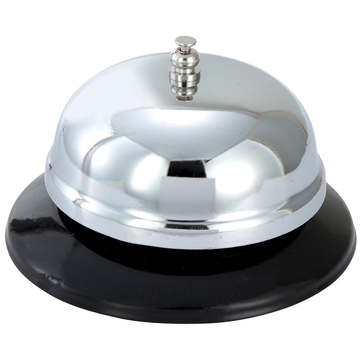 Winco CBEL-1 chrome-plated call bell with black plastic base, 3.5-inch diameter