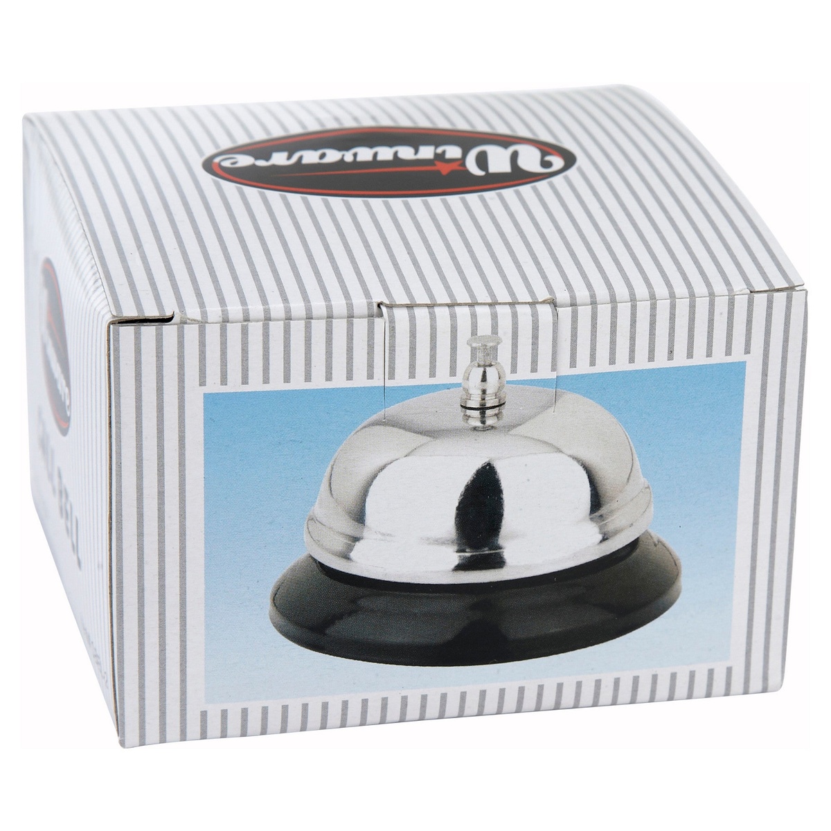 Winco CBEL-2 call bell shown in its branded striped retail packaging box