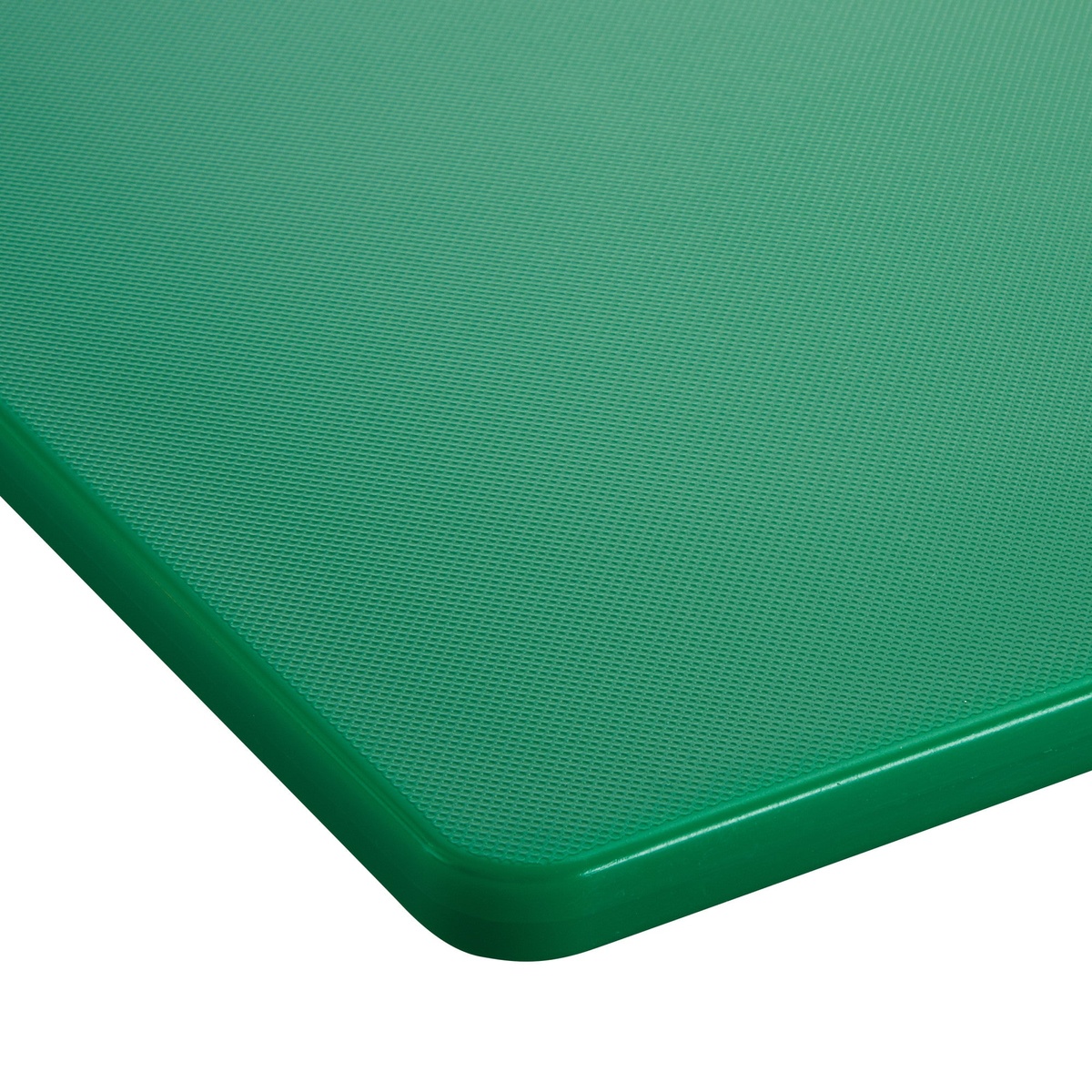 Close-up of the textured green non-porous surface of the Winco CBGR-1218 cutting board