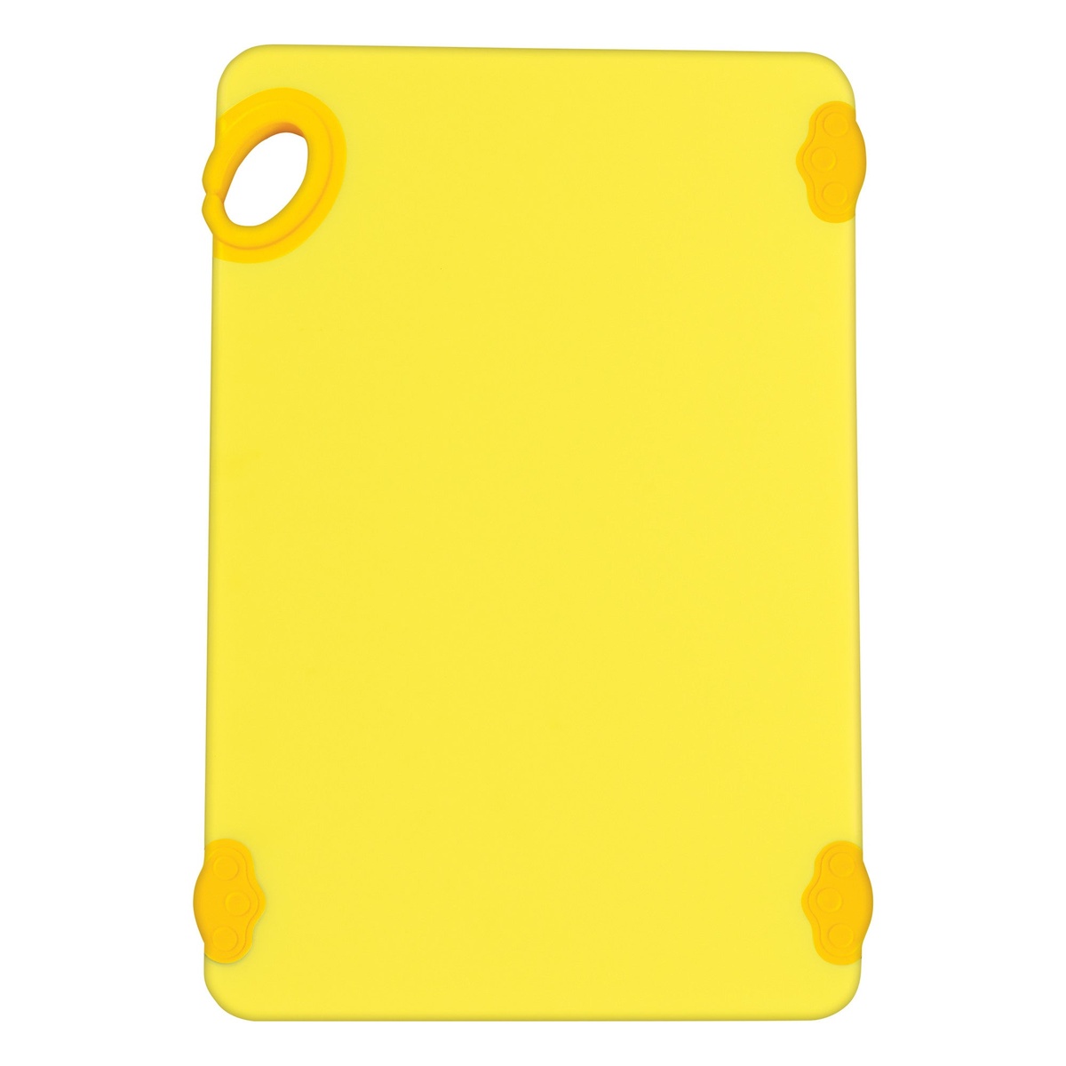 Winco CBK-1218YL yellow STATIKBoard cutting board with built-in hook and non-slip corner feet, 12 x 18 inches
