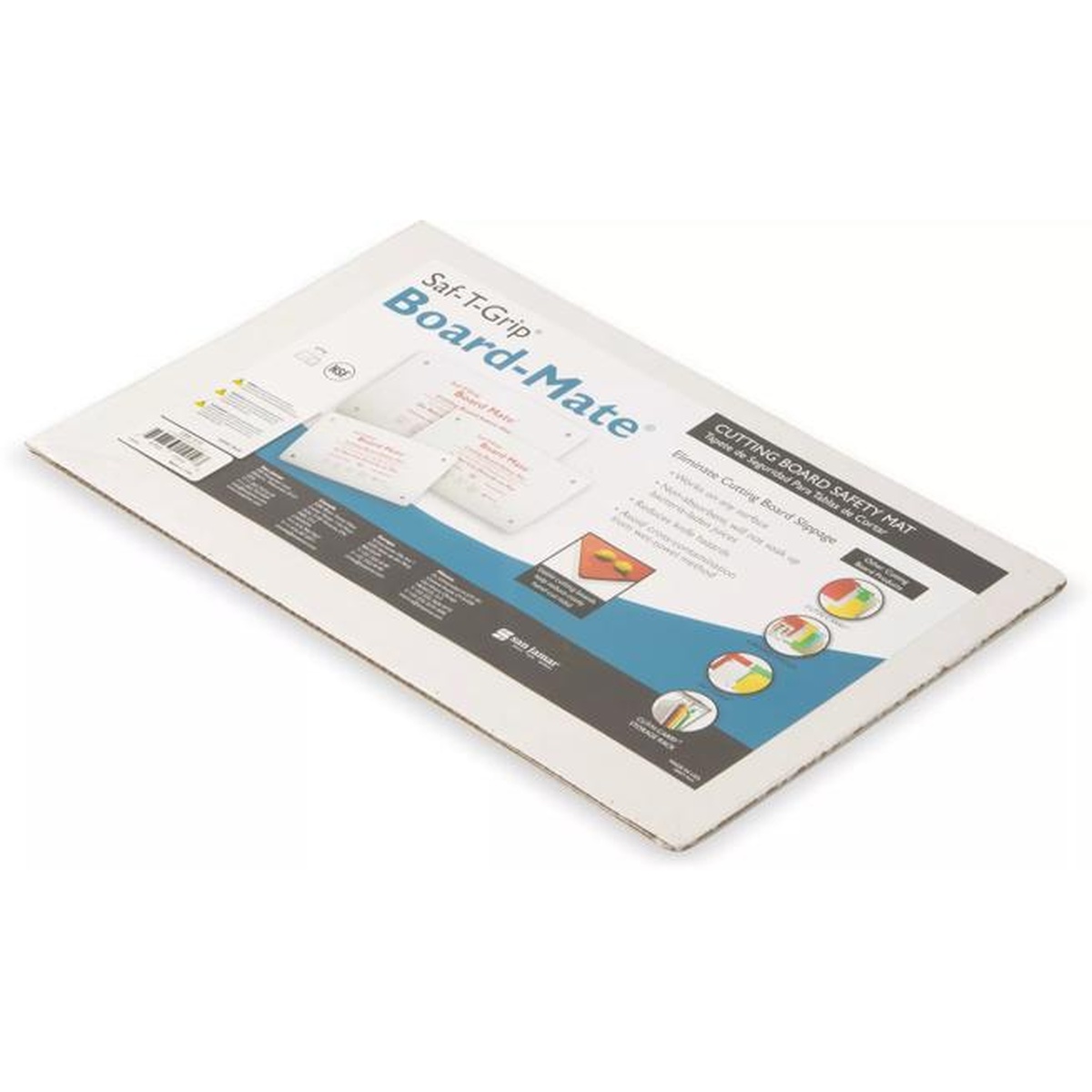 Saf-T-Grip Cutting Board Mate 10x16 in retail packaging showing product features