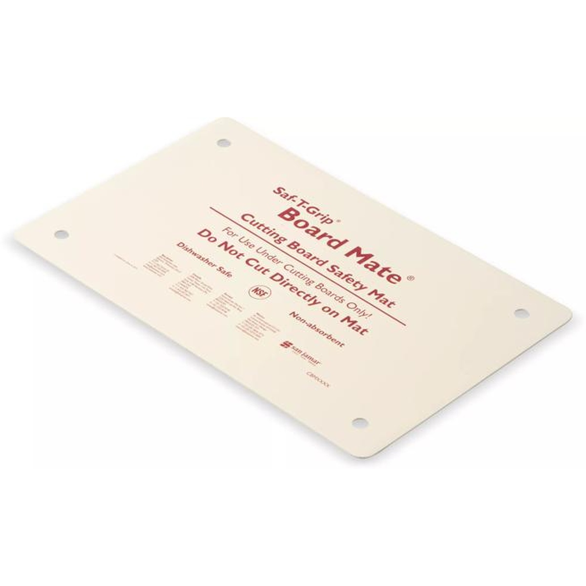 Saf-T-Grip Board Mate in off-white angled view showing rounded corners and NSF certification