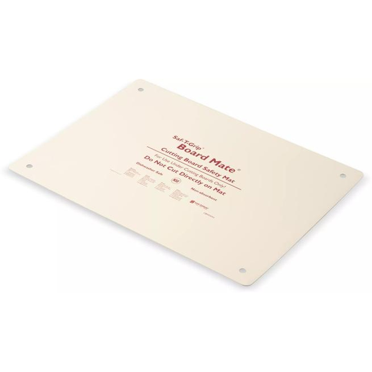 San Jamar Saf-T-Grip Board Mate 16x22 white cutting board safety mat angled view