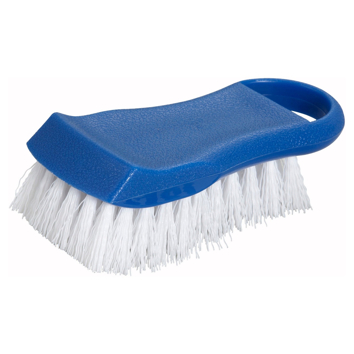 Winco CBR-BU blue cutting board brush with white polypropylene bristles and ergonomic blue plastic handle