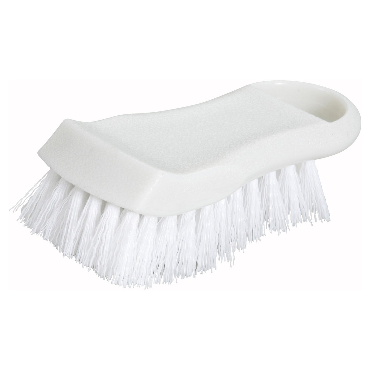 Winco CBR-WT white cutting board brush with polypropylene bristles and ergonomic plastic handle
